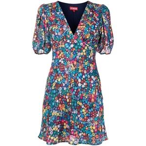 Staud Milla Floral-Print Mini Dress - Rainbow Flower Market